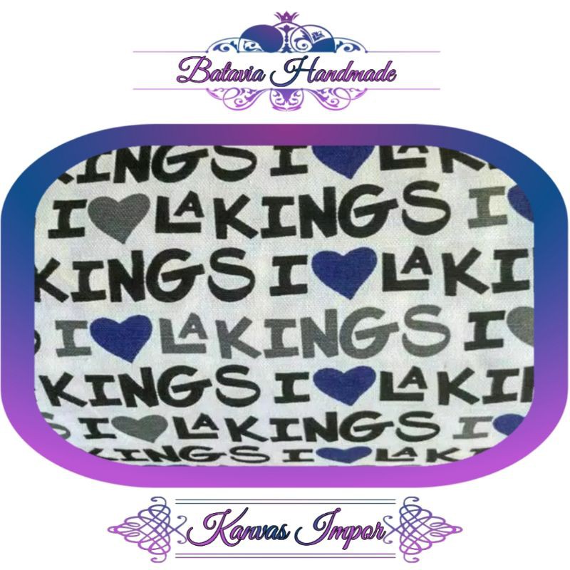 Kain kanvas motif love king import