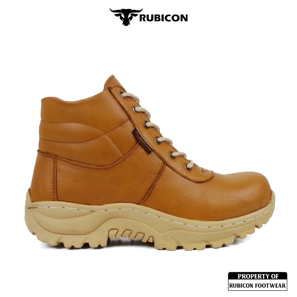 SEPATU SAFETY KULIT ASLI BOOTS TINGGI TRACKING PRIA SAFETY SHOES UJUNG BESI RUBICON BRONTO KERJA