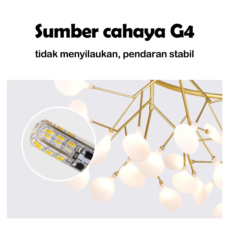 ✨Garansi &amp; COD✨Lampu Hias Gantung Desain Kunangkunang Gaya Modern Antik Untuk Ruang Tamu / Kamar Tidur Termasuk bola G4 lampu 18/30/45 kepala-cahaya hangat