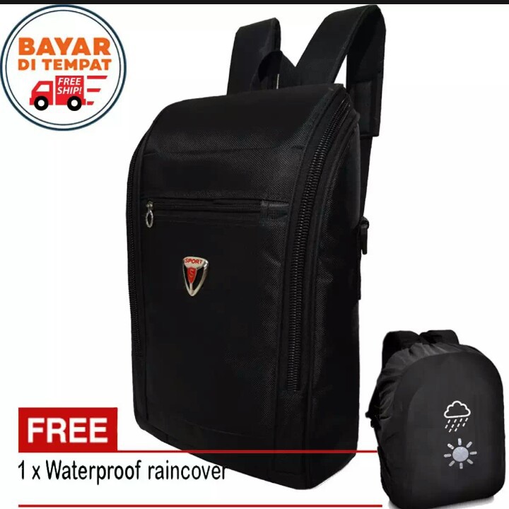 Polo Tabung Tas Ransel Pria Tas Fashion Pria Tas Ransel Ipad - Black