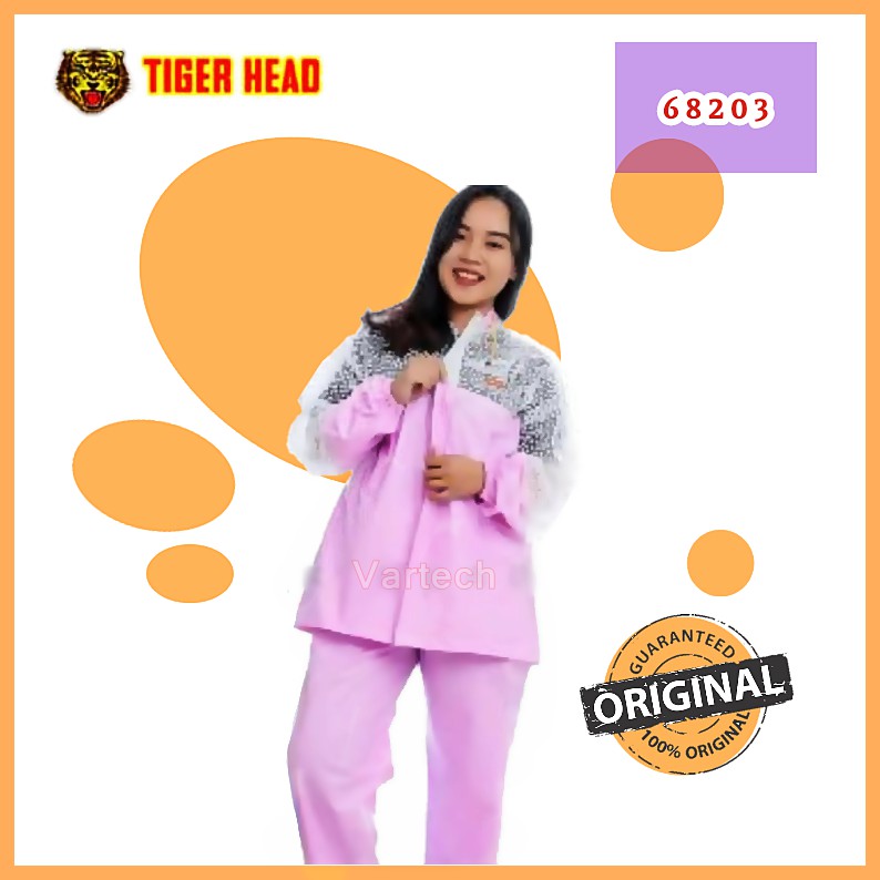 JAS HUJAN WANITA SETELAN CELANA CEWEK SIMPEL PLASTIK MURAH MOTIF POLKADOT TIGER HEAD GEMINI