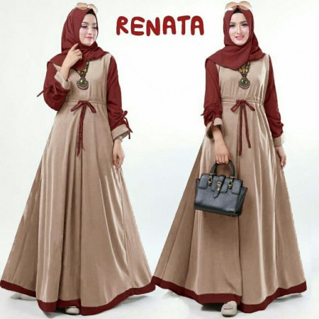 Renata dress muslim/Fashion Muslim/Dress Muslim Tanpa Hijab/Busui/Bisa Cod-8