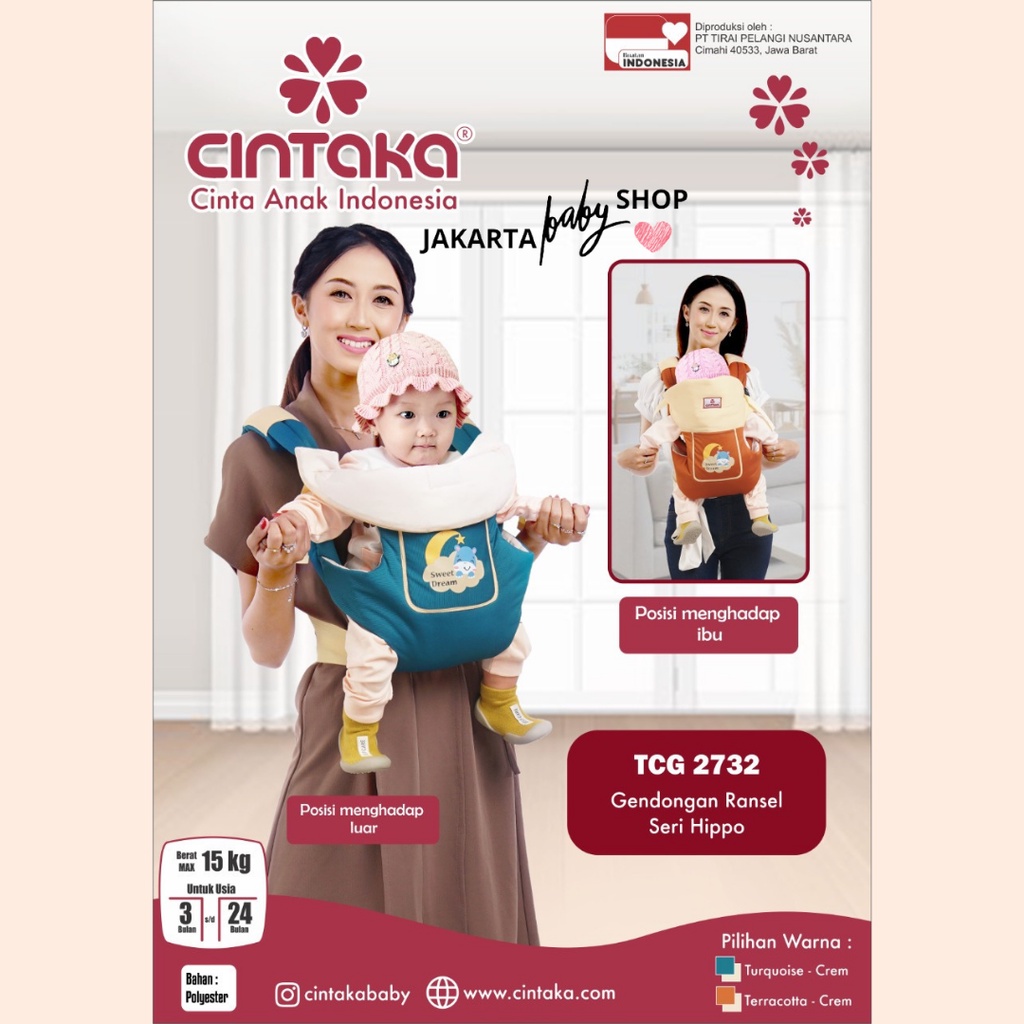 GENDONGAN BAYI RANSEL SERI HIPPO CINTAKA TCG2732