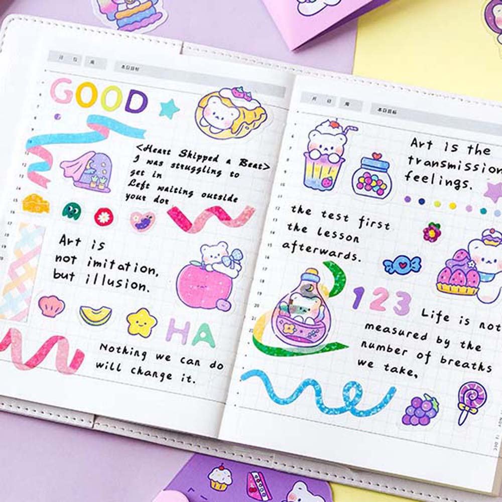 AUGUSTINA Cartoon Stationery Sticker Kawai Decal Decorative Stickers Scrapbooking DIY Label Handmade Craft Sticky sticker Handbook Decoration Paper