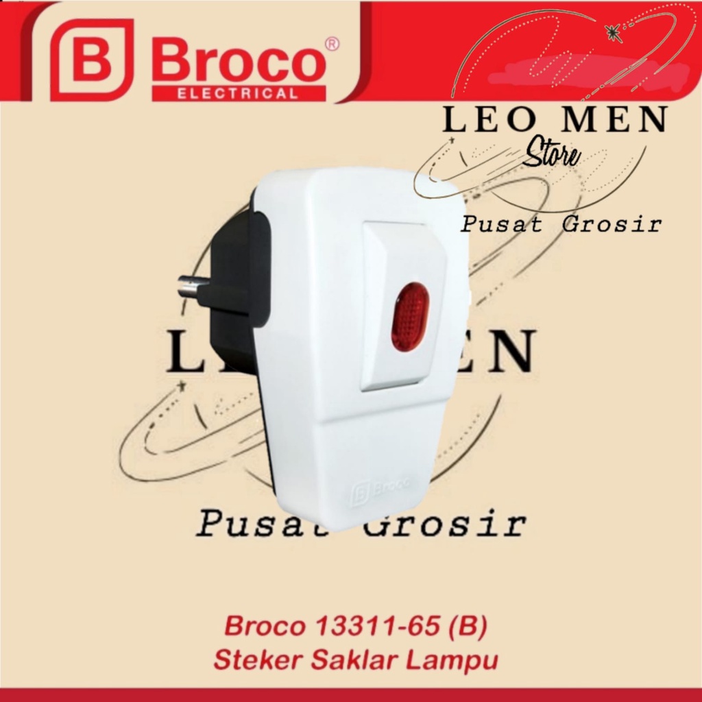 Steker Saklar Lampu Broco~Colokan Saklar Lampu Broco~Broco~13311~PUTIH~SNI