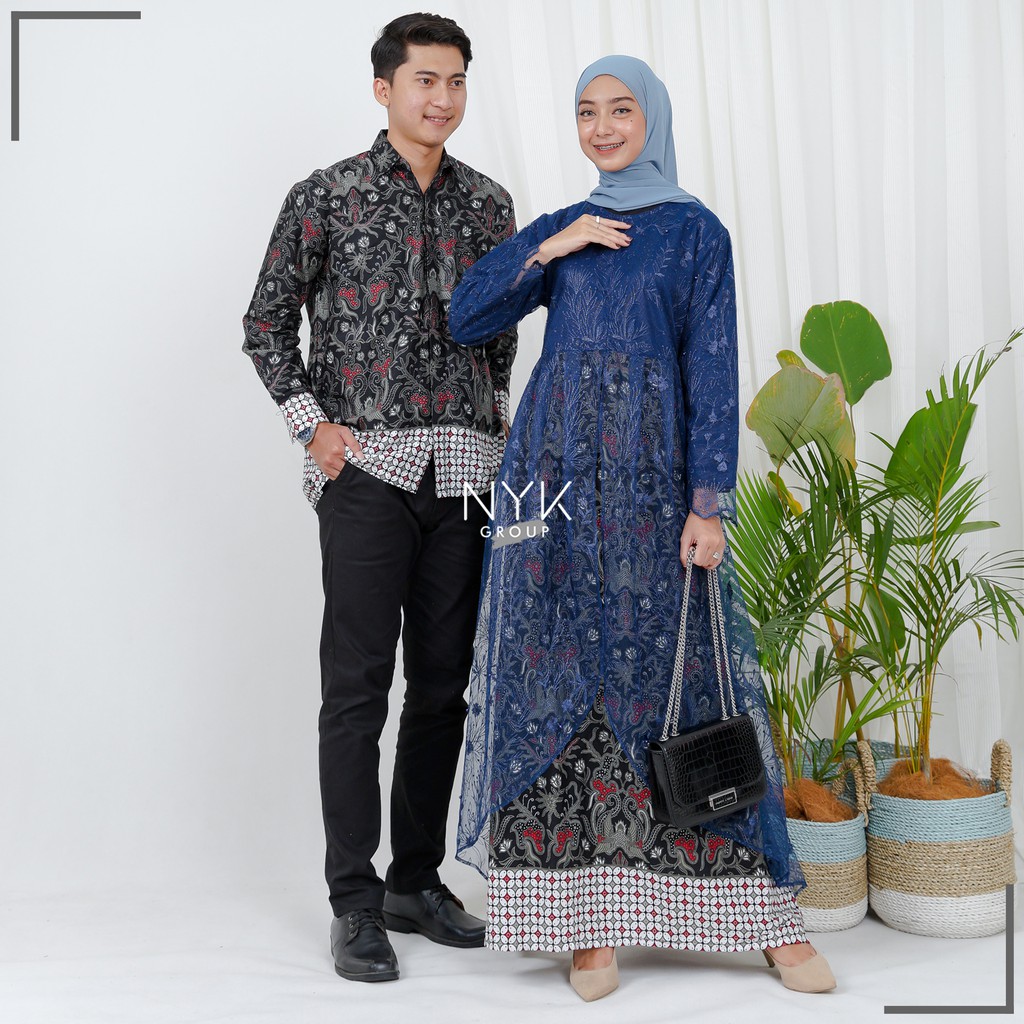 (NEW COLLECTION ORI NYK) NAYAKA BATIK - BATIK COUPLE MEDINA GAMIS TILE PREMIUM | GAMIS LEBARAN