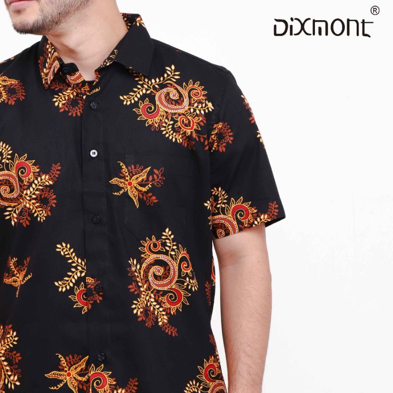 Dixmont Kemeja Pria Batik Pendek Hem BS00821