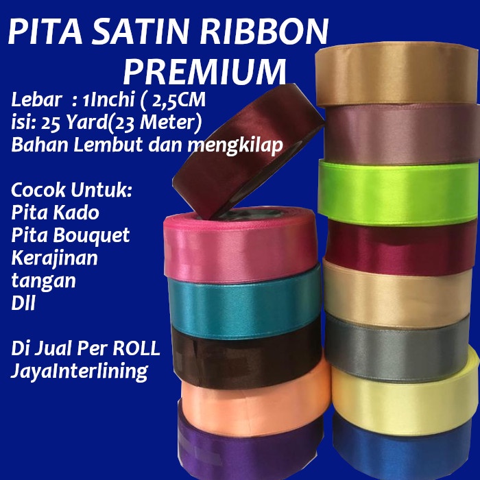 Pita Satin Ribbon Pita Kado lebar 1 Inch / 2,5CM Premium