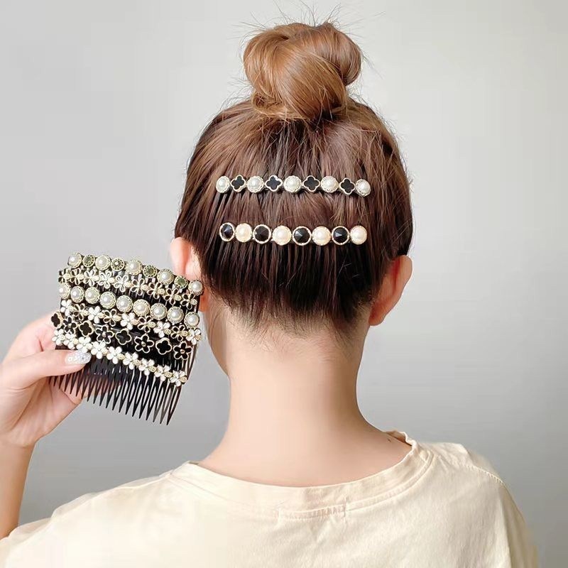 Fashion Pearl Rhinestone Hair Comb Temperament Insert Comb for Women Hair Accessories