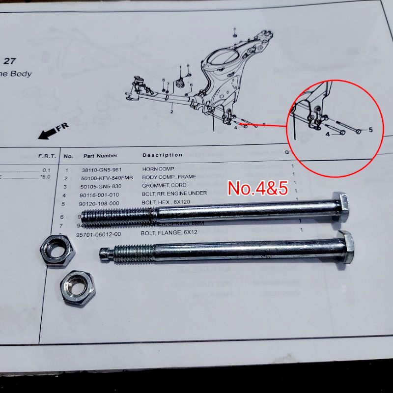 Baut Gantungan Mesin set Honda Astrea Grand Prima Star Supra