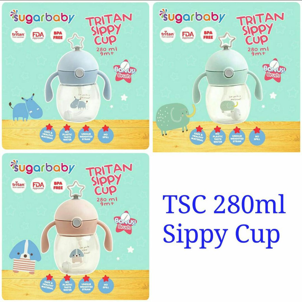 Sugar Baby Straw Sippy Cup 280ml / 320ml / Botol Minum Sedotan Bayi Anak