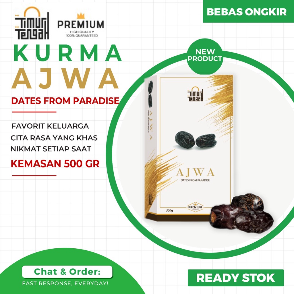 

Kurma Ajwa Premium Timur Tengah Kurma Nabi Asli Madinah 500 gr