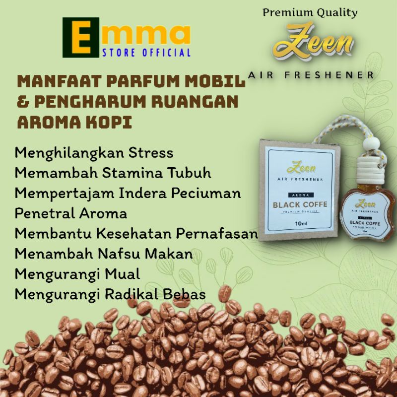 Zeen Parfum Mobil Non Alkohol Aroma Kopi Pengarum Ruangan Kopi Kualitas Premium 10 Ml