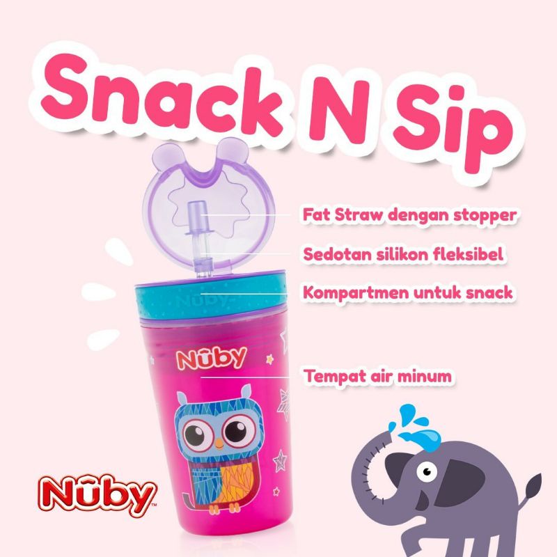 NUBY Snack n Sip Cup with Straw Cover Tempat Snack Minum Bayi / Anak