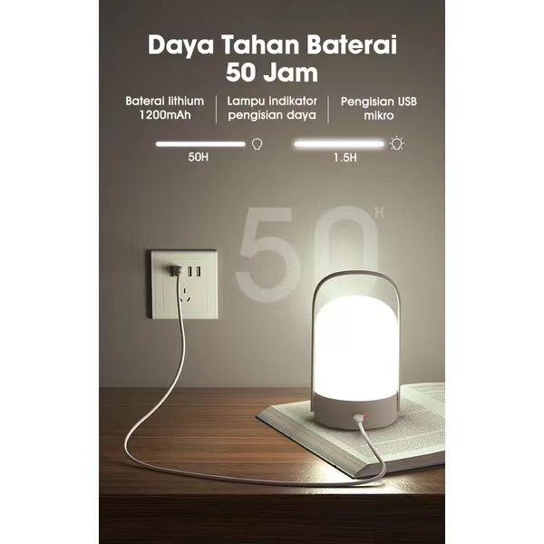 Samono Lampu Gantung Portabel Terang 360° Lampu Senter Tahan 50 Jam Chargeable SW-RLW08 Putih