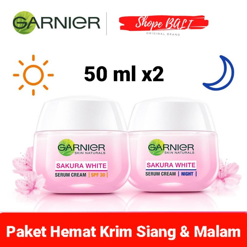 Garnier sakura krim siang dan malam 50 ml krim pemutih wajah Garnier Sakura White Daily Kit / white night cream / white day cream