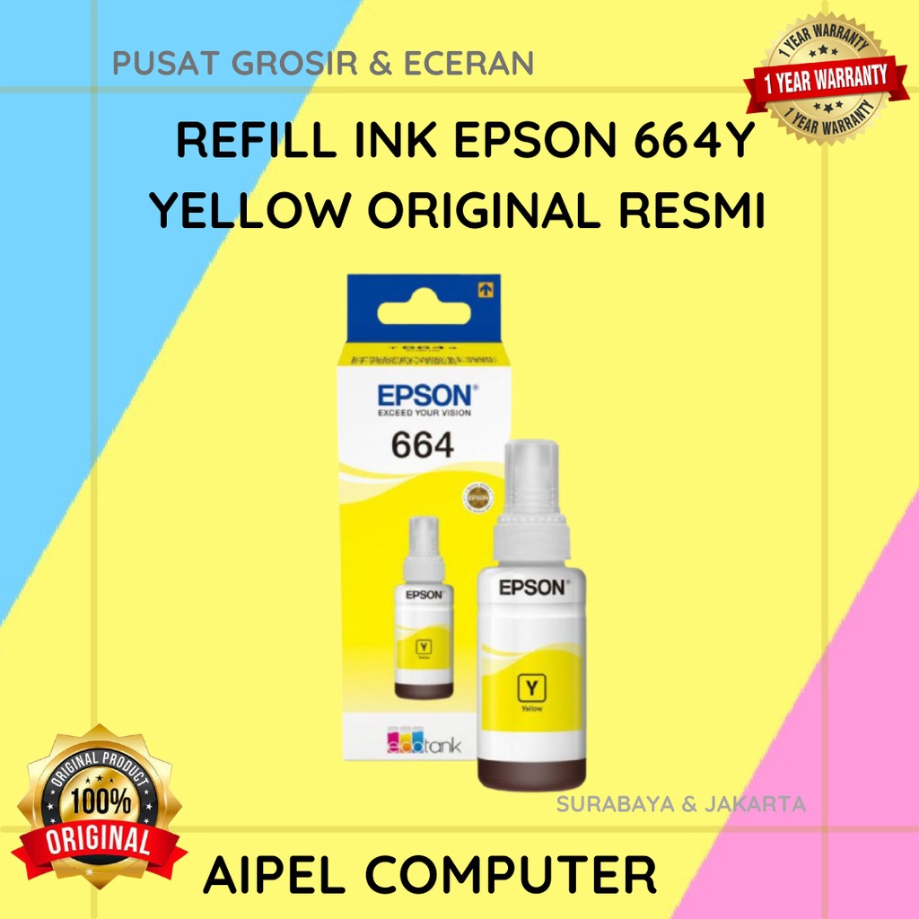 664Y | REFILL INK EPSON 664Y YELLOW ORIGINAL RESMI