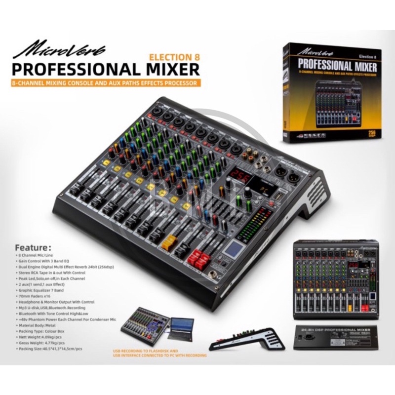 mixer audio microverb election 8 / election8