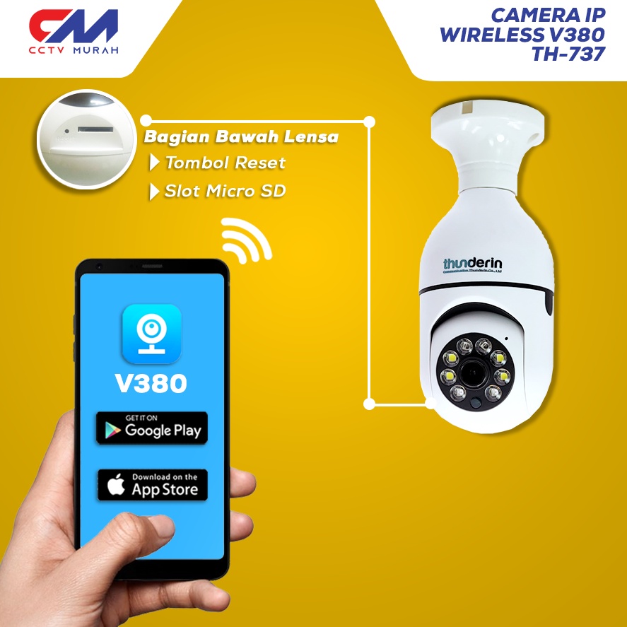 PROMO !! CCTV WIFI WIRELESS MINI PTZ V380 360 PTZ NIGHT VISION WIFI IP KAMERA BOHLAM || CAMERA CCTV WIFI MINI PTZ BOHLAM THUNDERIN TH-737-V3