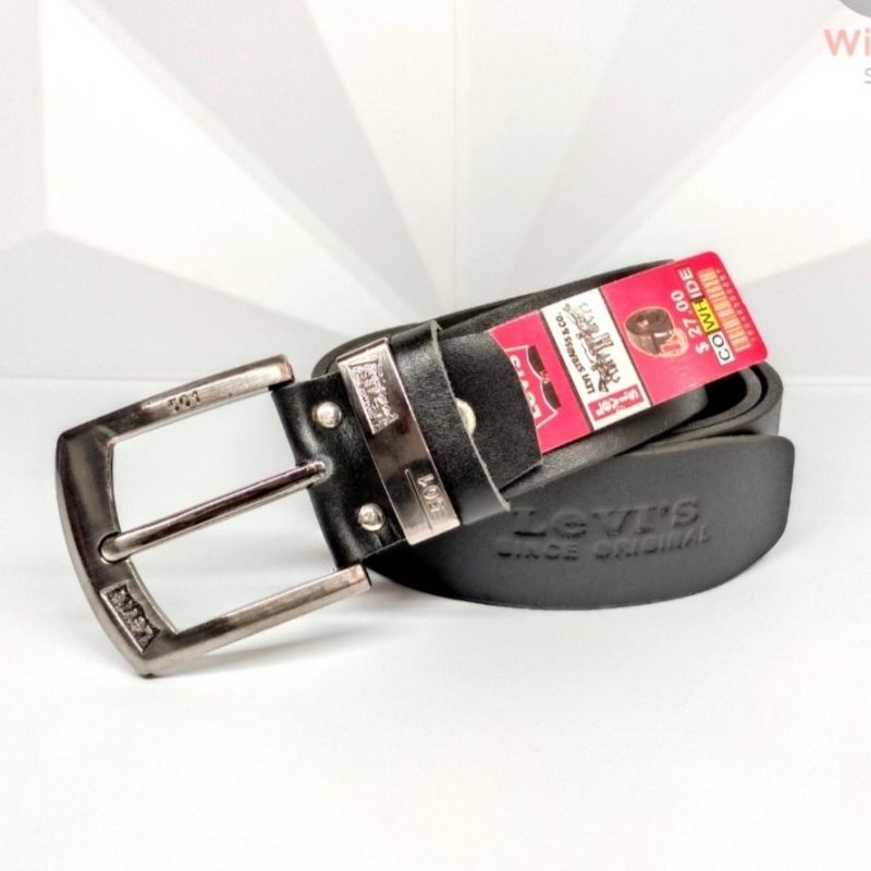 LEVI'S 501 Ikat Pinggang Kulit Asli Premium - Levis Since Original Sabuk Pria dengan Gesper Pendeng [D005]