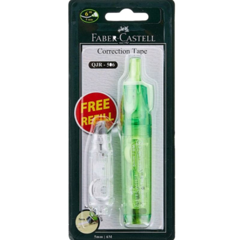 

Corection Tape Qjr 506 Faber - castell / Free Refill /Warna Hijau
