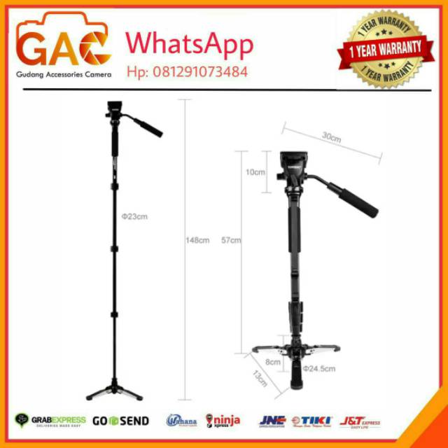 Monopood yunteng VCT-288 VCT288 for kamera video fluid head