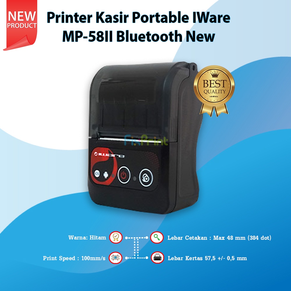 Printer Thermal Mobile Bluetooth MP58II RPP02N New Printer Kasir Portable IWare MP-58II