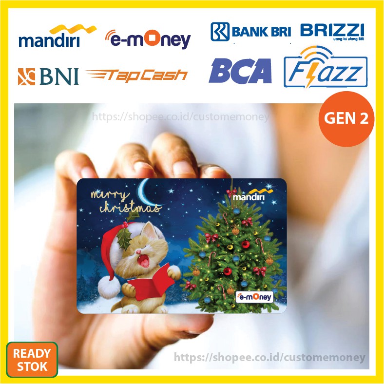 Emoney Design Natal Merry Christmas 14 Etoll E-Money Mandiri Flazz GEN 2 BNI Tapcash BRI Brizzi-1 SISI