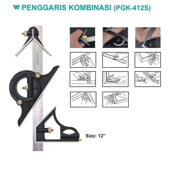 

WIPRO penggaris kombinasi 4pcs combination square ruler PGK 412 S