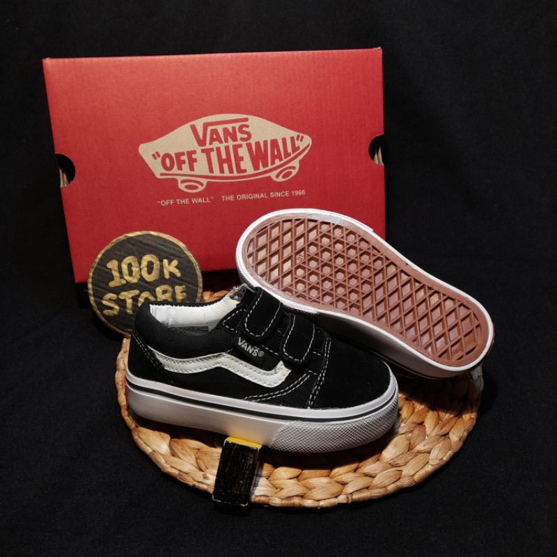 sepatu bayi Vans oldscol clasik BW Velcro size 16-35 usia 6buln-7th jaminan real pict berkualitas