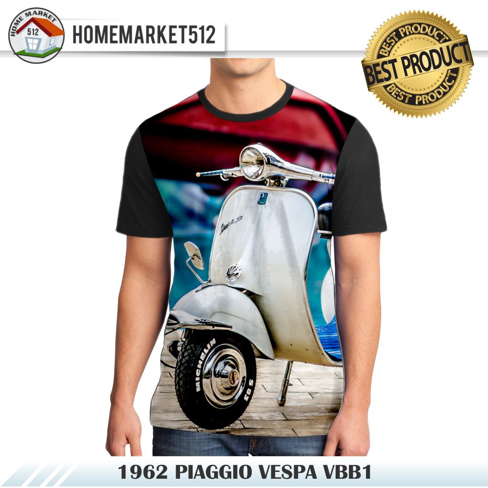 Kaos Pria 1962 Piaggio Vespa VBB1 Kaos Pria Dewasa Big Size | HOMEMARKET512-0