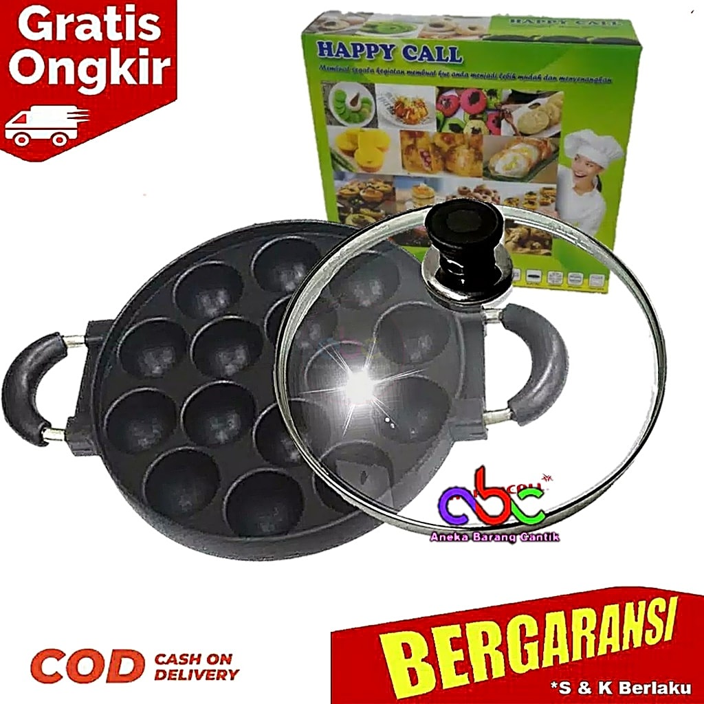 Happy Call Cetakan Kue Takoyaki Loyang Teflon Lubang 15 Cekung Teplon Pentol Goreng Anti Lengket