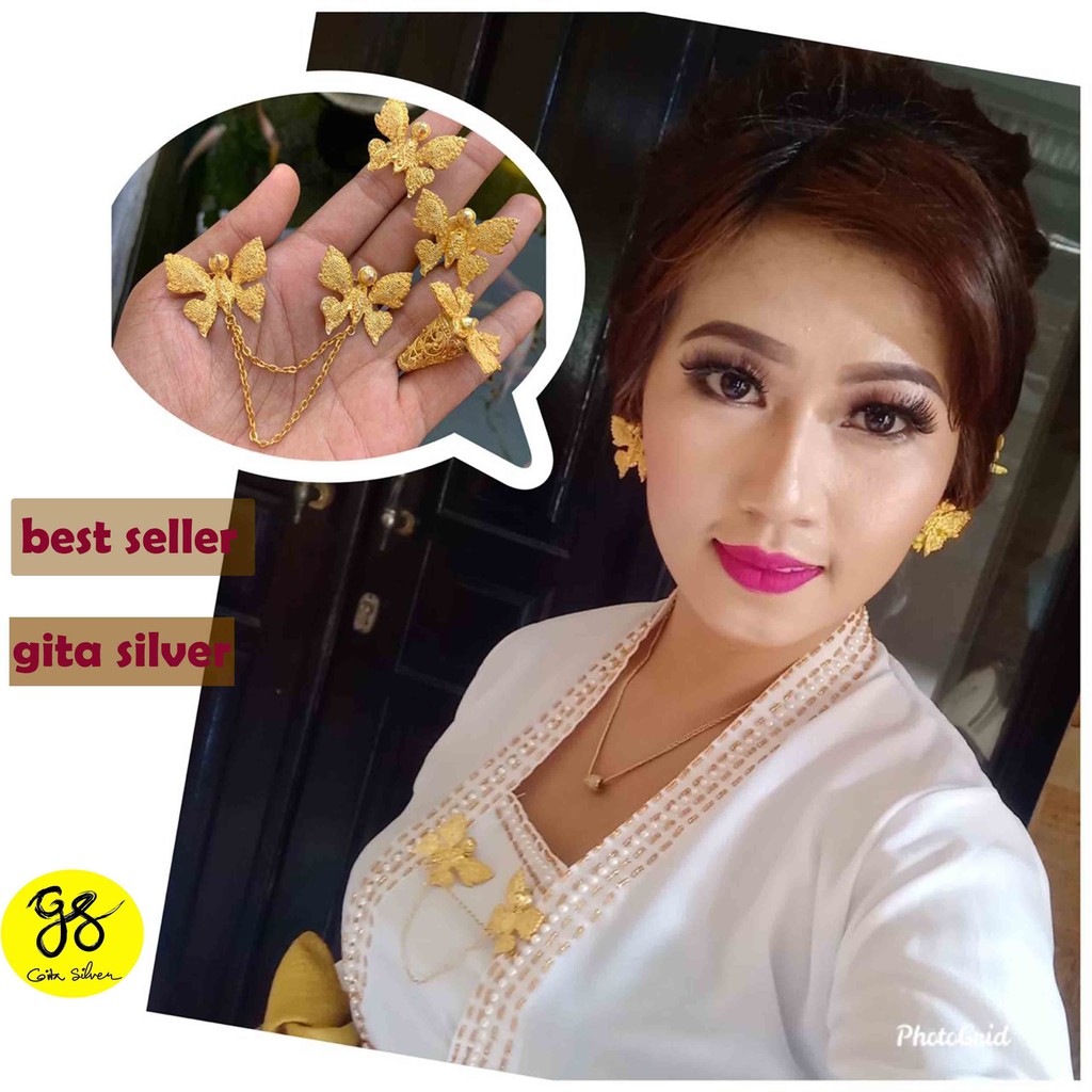 bros alpaka bali set kebaya motif kancing kupu2 vb