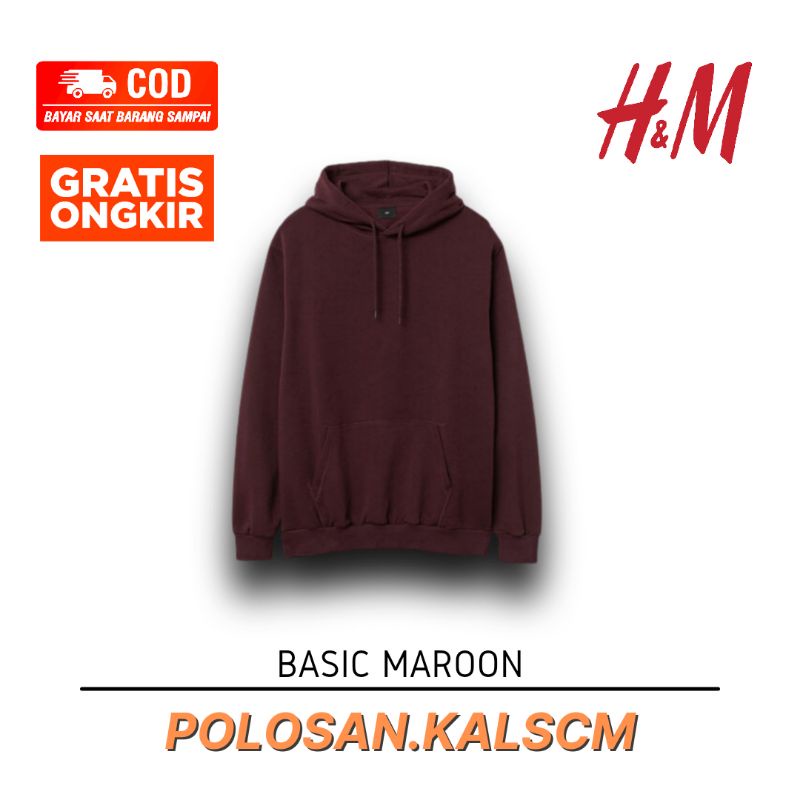 [COD] - SWEATER JAKET CREWNECK OUTERWEAR HOODIE POLOS PRIA WANITA H&M HNM ORIGINAL "BASIC MAROON"