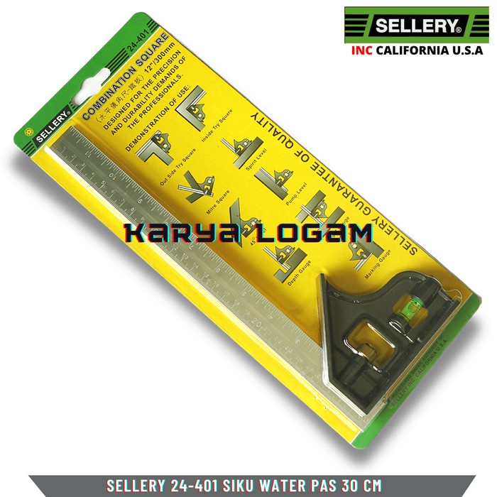 Sellery Mistar Penggaris Siku Tukang Multifungsi Waterpass Siku 24-401