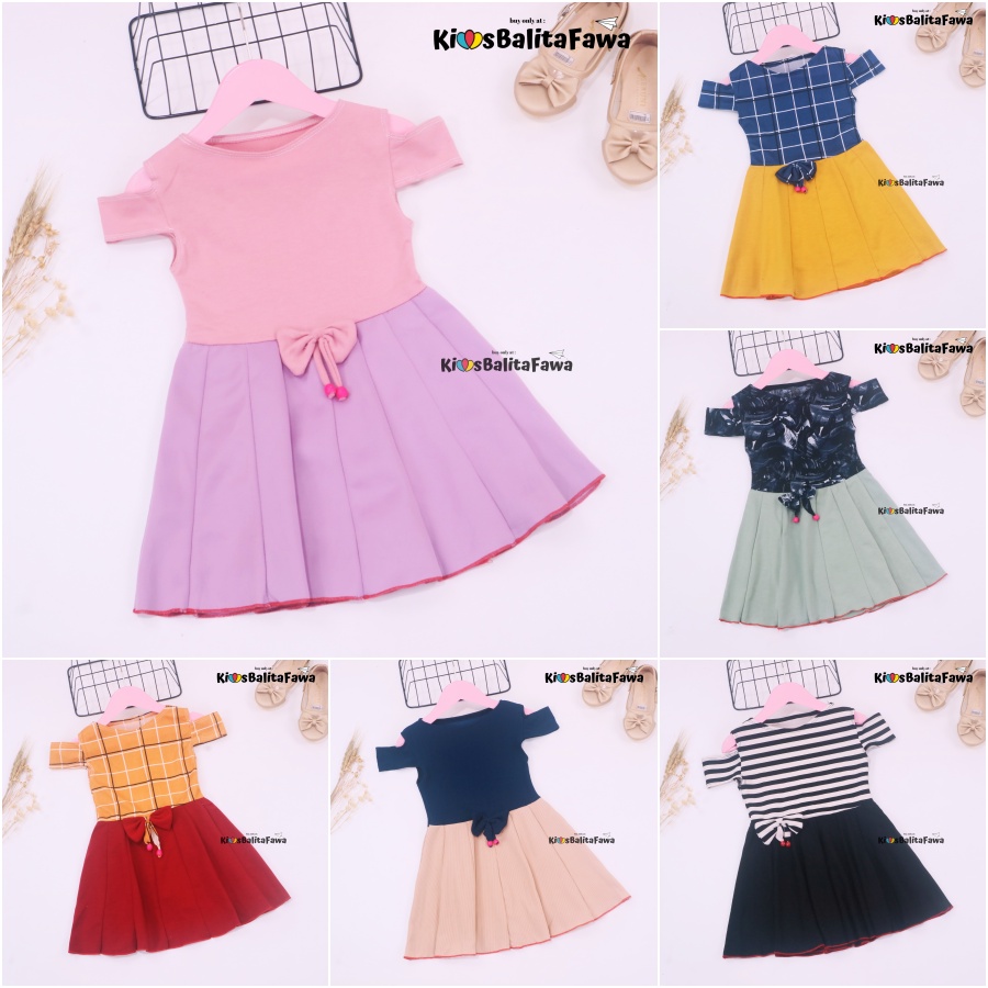 Dress Kanaya uk 1-5 Tahun / Dres Anak Perempuan Motif Baju Cewek Lengan Pendek Model Gaun