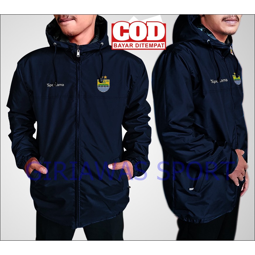 jaket hodie pria terbaru waterproof logo club persib bandung