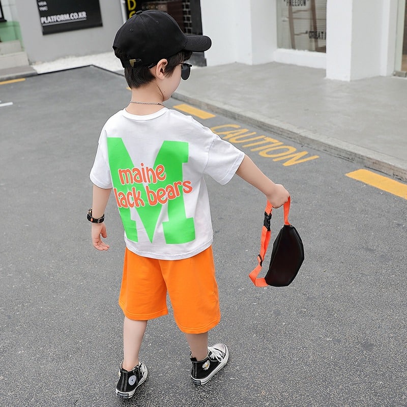 Promo !! Setelan baju anak setelan black Bears of dreams uk 2-3th uk 90,100 DOMINAN SIZE 90 (putih orange)