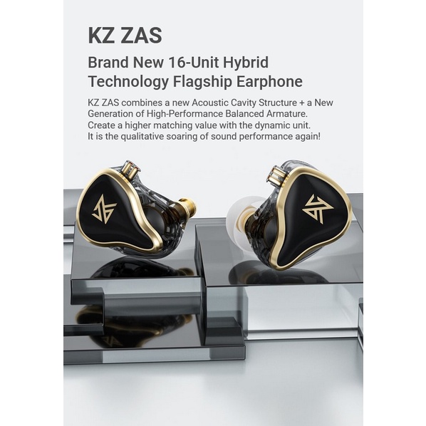 KZ ZAS Knowledge Zenith Earphone 7BA 1DD Dynamic HiFi Bass Hybrid