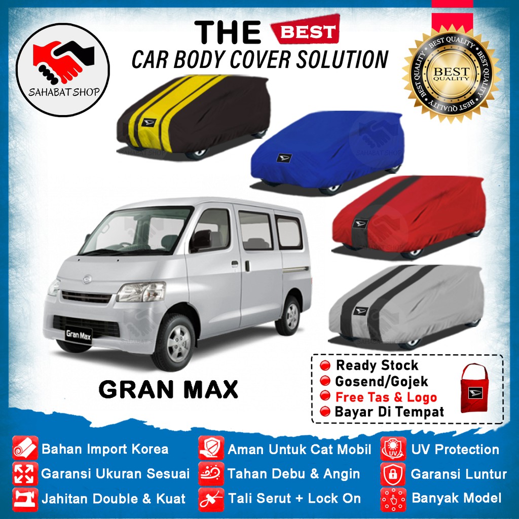 Sahabat Body Cover Mobil Grand Max / Sarung Penutup Daihatsu Gran Max Outdoor 2011 2012 2013 2014 2015 2016 2017 2018 2019 2020 2021 / Tutup Selimut Mantel Mantol Jas Kerudung Kerodong Kelambu Terpal Mobil Grandmax Granmax Anti Air Waterproof Model Biru