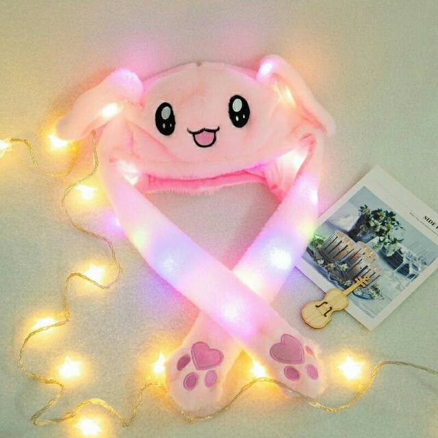 Big SALE Rabbit hat with light led/Topi tik tok kelinci lampu led barang impor