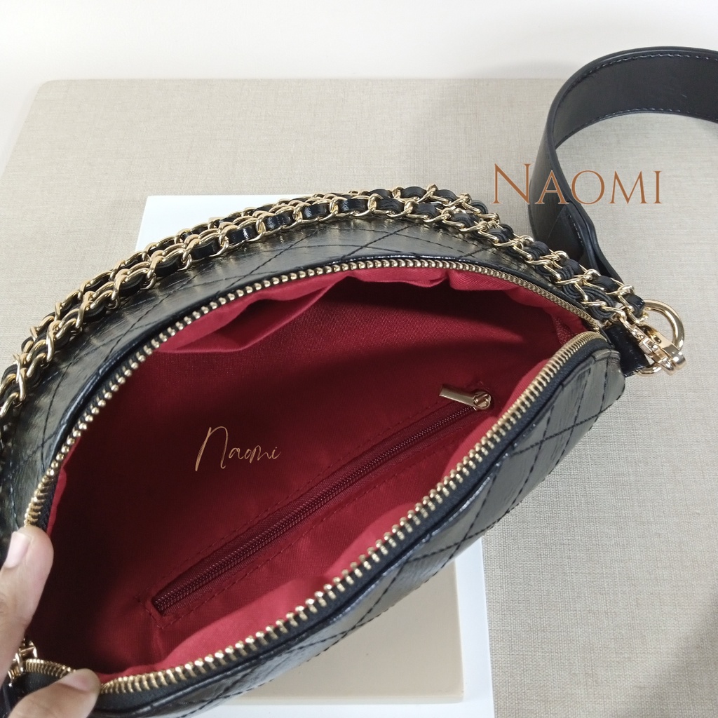 NAOMI - Ellen Livia Waist Bag Import - Tas Wanita Black - Cross Bag Premium Fashion - Tas Wanita