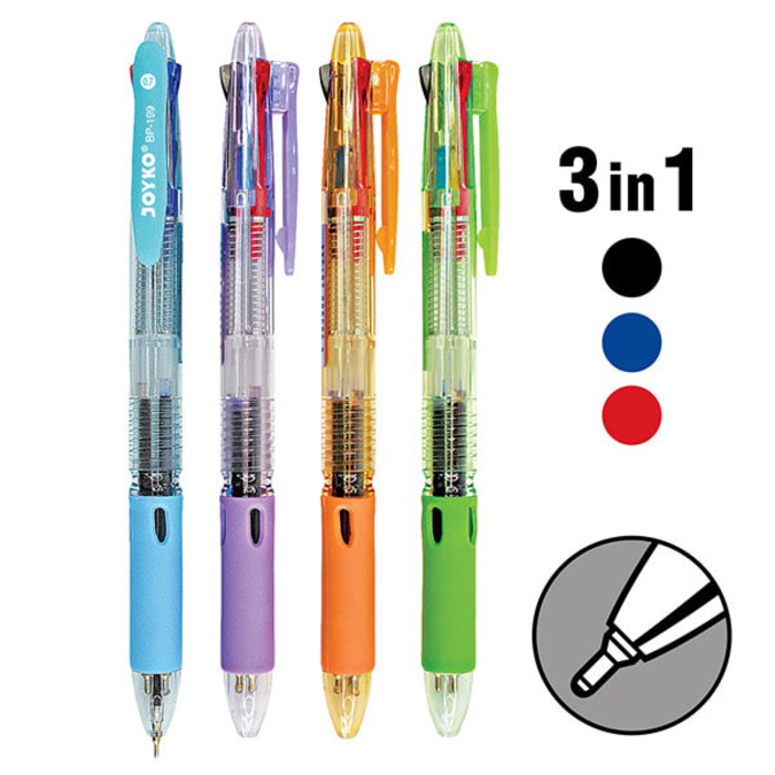 

Pulpen 3 Warna Bolpen 3in1 Joyko Trico BP-199 Ballpoint