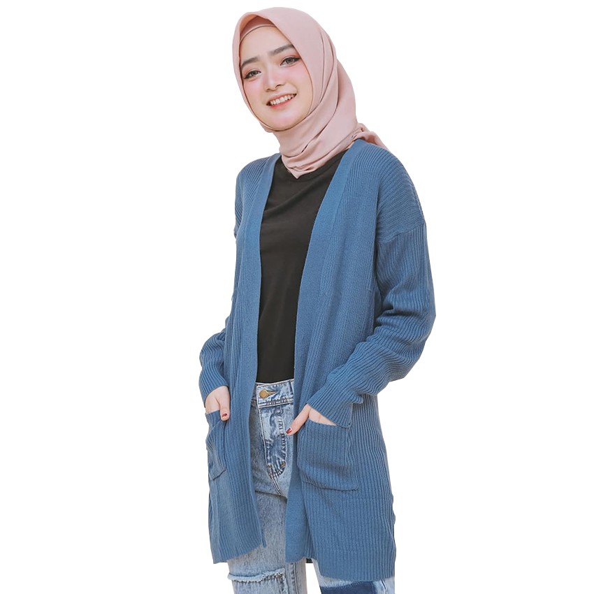  Cardigan  Wanita  Rajut  Halus Long Cardigan  BELLE Shopee  