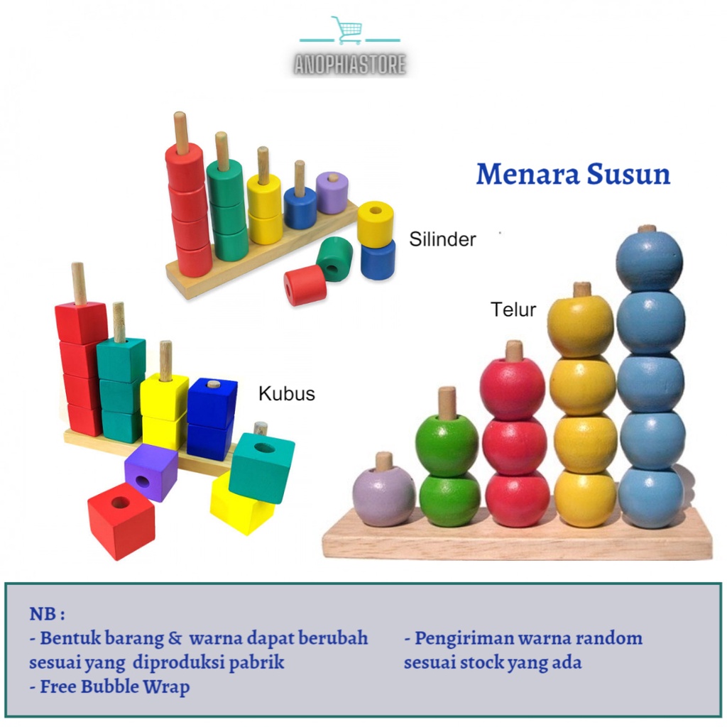 Mainan Kayu Menara Susun APE TK PAUD