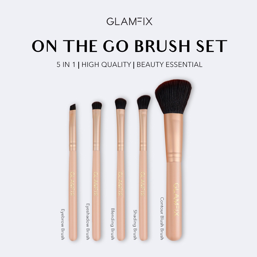 GLAMFIX On The Go Brush Make Up Set 5 Pcs _ Set Kuas Makeup | GLAM FIX Alat Kecantikan Makeup by YOU ORIGINAL