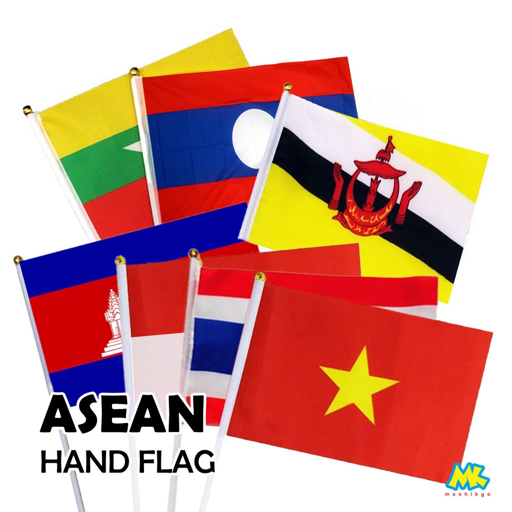 ASEAN hand flag / bendera tangan / bendera kecil 21x14CM / hand waving flag