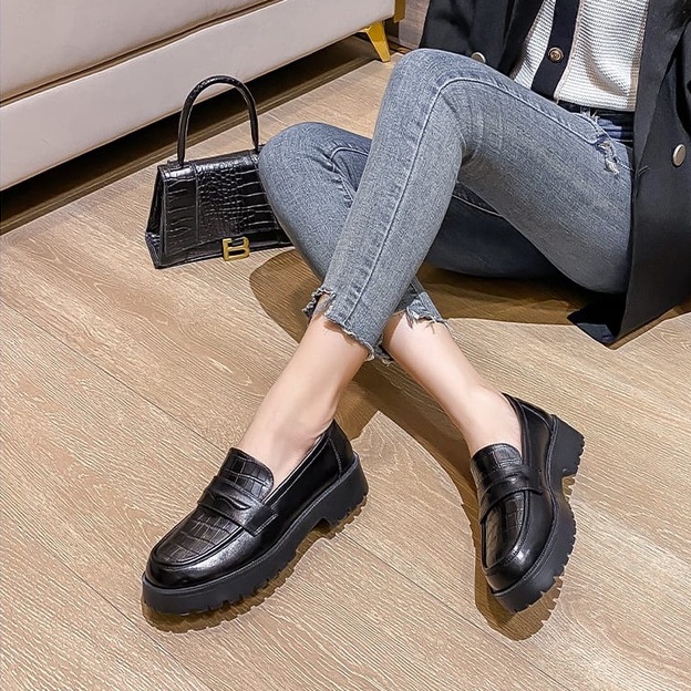 Sepatu Loafers Kulit Wanita / Sepatu Croco Premium Callisa CRB 0231