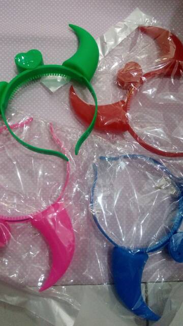 Bando tanduk devil halloween merah pink hijau​ biru nyala led