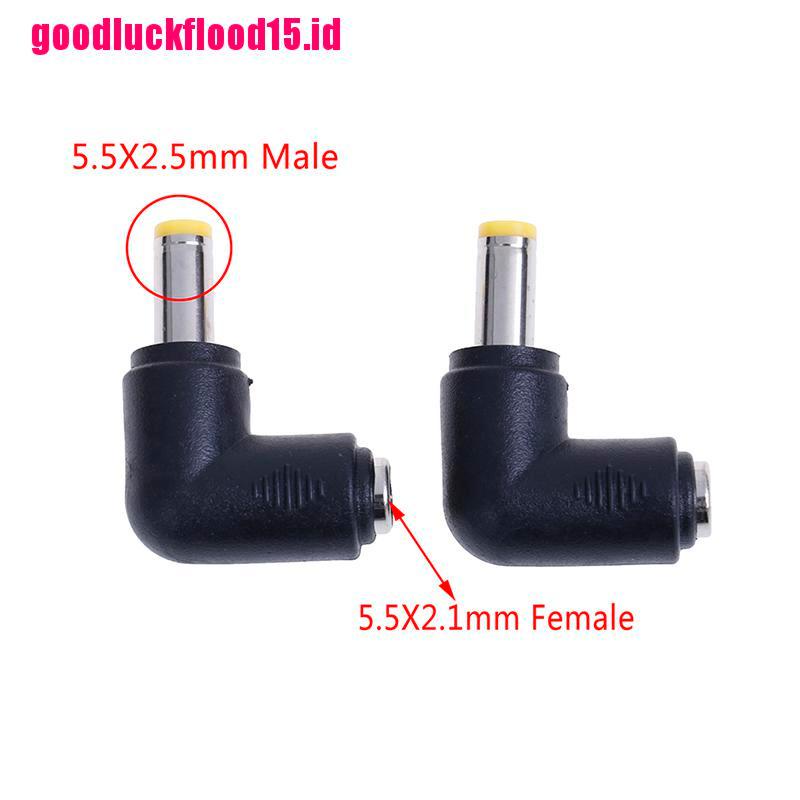 {LUCKID}2Pcs DC power 5.5X2.1mm female to 5.5X2.5mm male right angle adapter connector